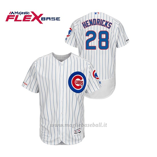 Maglia Baseball Uomo Chicago Cubs Kyle Hendricks 150th Aniversario Patch Autentico Flex Base Bianco Blu